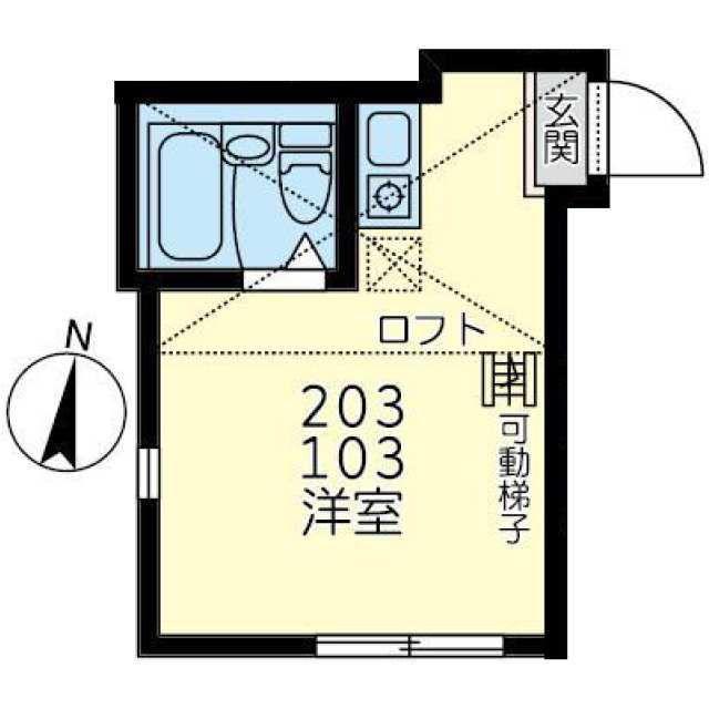 ユナイト鴨居ハーネストの杜(ワンルーム/2階)の間取り写真