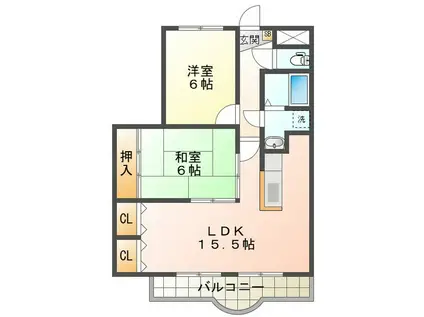 FONTAINE(2LDK/2階)の間取り写真