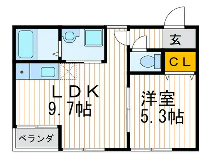 ルミエールYO(1LDK/1階)の間取り写真
