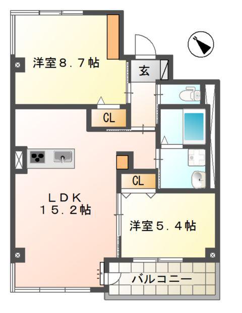 山七ビルヂング(2LDK/2階)の間取り写真