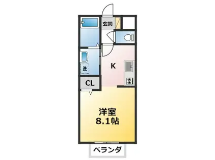 カルティエサンセール(1K/1階)の間取り写真