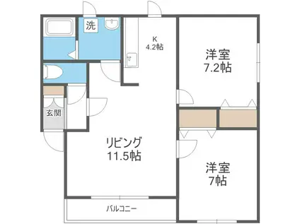 パールハイム45(2LDK/2階)の間取り写真