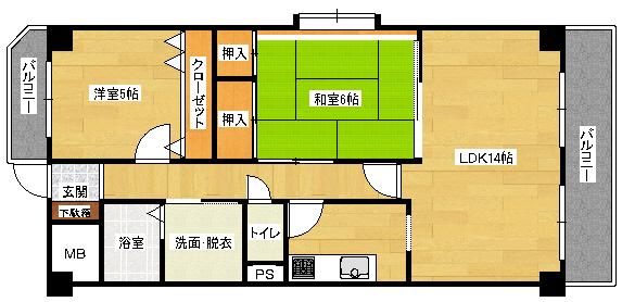 メゾン清雅(2LDK/2階)の間取り写真