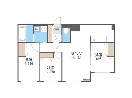 FRANZ TSUKISAMU KOEN(3LDK/3階)の間取り写真