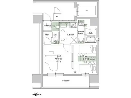 プレイ新丸子(1LDK/3階)の間取り写真