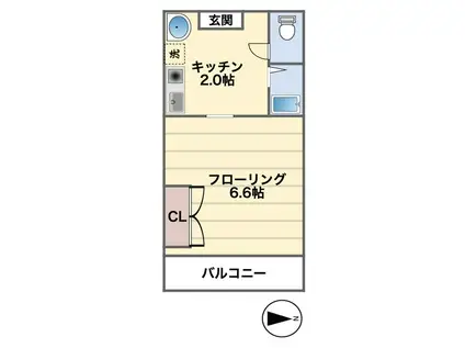 パルテール江戸川台(1K/3階)の間取り写真