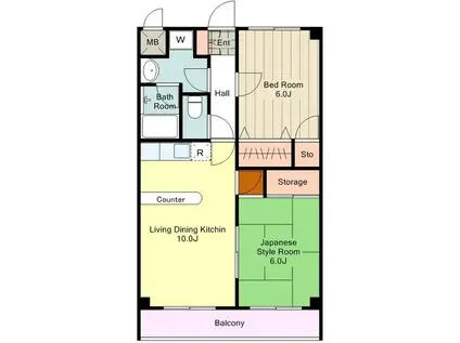 エスパスハマノ(2LDK/5階)の間取り写真