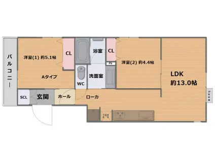 MAISON DU CHAT (2LDK/2階)の間取り写真