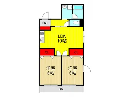 ダイヤモンドコート(2LDK/8階)の間取り写真