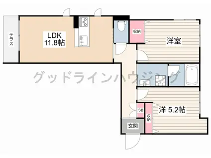 イン フローラ 大島(2LDK/1階)の間取り写真