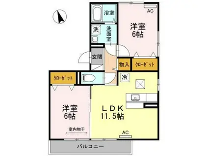 ヴァン・ソレーユ(2LDK/1階)の間取り写真