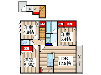 ふじみ野東MAISON(3LDK/2階)の間取り写真