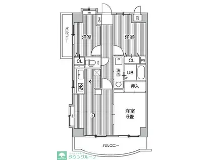 リレント谷塚(2LDK/8階)の間取り写真