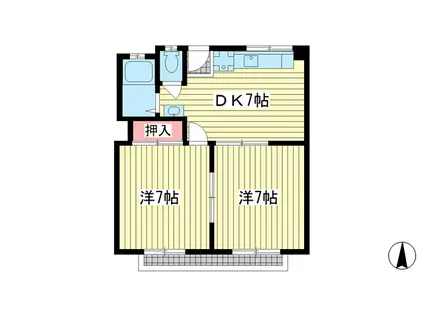 ニュー山手ビル(2DK/5階)の間取り写真