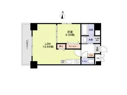 GRANDUKE 鶴舞 PROST(1LDK/11階)の間取り写真