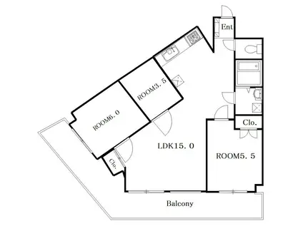 東亜物産ビル(3LDK/5階)の間取り写真