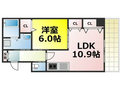 エルミタージュ難波III(1LDK/5階)の間取り写真