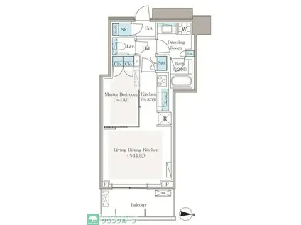 パークシティ中野ザタワー ブリーズ(1LDK/18階)の間取り写真