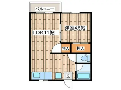 グリーンハイツ(1LDK/2階)の間取り写真