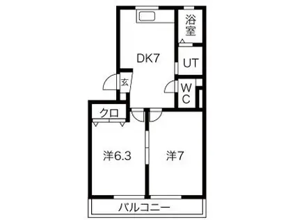 第1高杉マンション(2DK/3階)の間取り写真