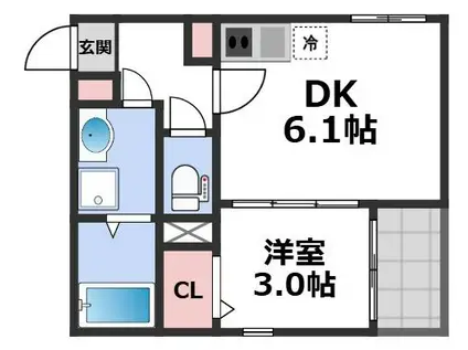 シノケンハーモニー 加美北II(1DK/2階)の間取り写真