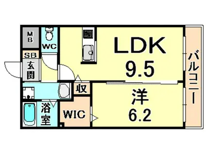 ディアコート立花(1LDK/2階)の間取り写真