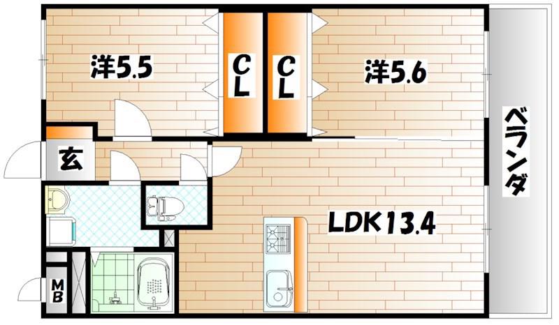 ユーミーシャルマン(2LDK/3階)の間取り写真