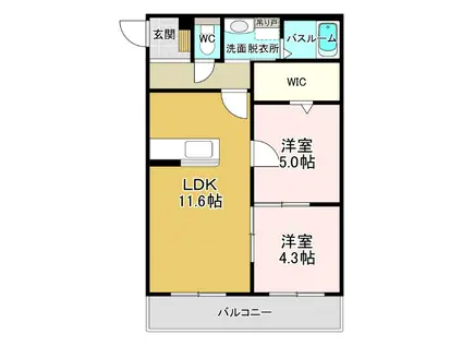 ウエストウッドヒルズ下沢(2LDK/3階)の間取り写真