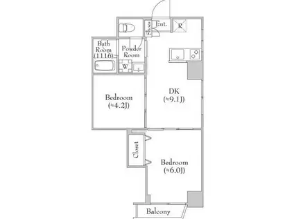 正栄プラザビル(2DK/6階)の間取り写真