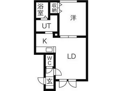 ソレアード74(1LDK/1階)の間取り写真