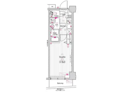 ガーラ・ヒルズ品川下神明(1K/4階)の間取り写真