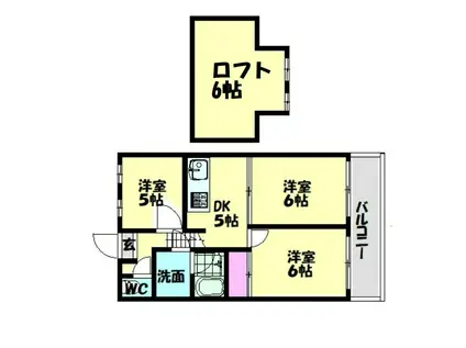 フローラルマンション(3DK/2階)の間取り写真