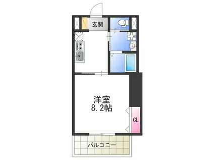 南海本線 堺駅 徒歩9分 10階建 築19年(1K/9階)の間取り写真