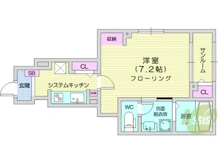 杜のレジデンス(1K/1階)の間取り写真