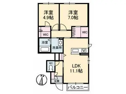 シャーメゾンNOA(2LDK/1階)の間取り写真