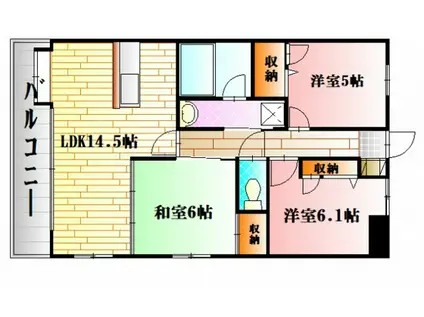 フレシールA館(3LDK/3階)の間取り写真