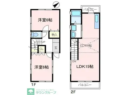 クラヴェールウエスト(2LDK/1階)の間取り写真