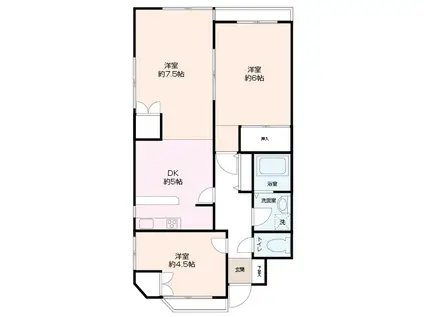 ライオンズマンション久里浜第2(3DK/5階)の間取り写真