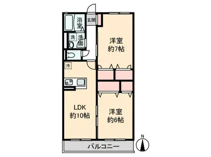 ハイムベルウッド(2LDK/1階)の間取り写真