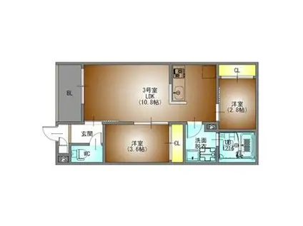 REGALEST 森下(2LDK/2階)の間取り写真