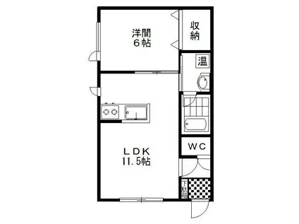 ドルフィン(1LDK/1階)の間取り写真