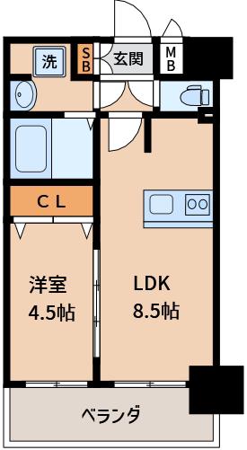 プレサンス新大阪ザシティ(1LDK/12階)の間取り写真