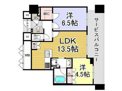 ザ・ファインタワー大阪肥後橋(2LDK/20階)の間取り写真