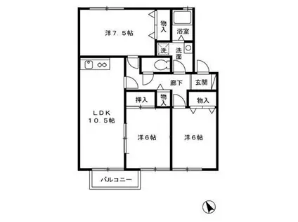 エスポワールA(3LDK/2階)の間取り写真