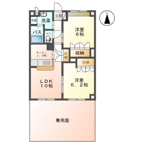 ベルステージ(2LDK/1階)の間取り写真