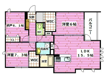 パームコート西原(3LDK/1階)の間取り写真