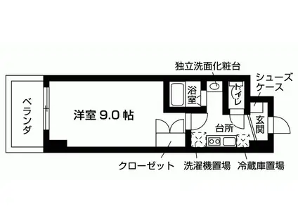 フローライト西院(1K/2階)の間取り写真