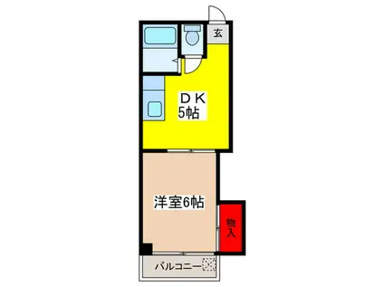 ヒルトップマンション(1DK/2階)の間取り写真