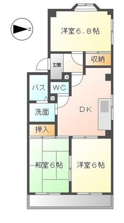 ハイツ株山(3DK/2階)の間取り写真