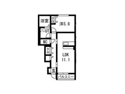 メゾン・ド・ハシヌマC(1LDK/1階)の間取り写真